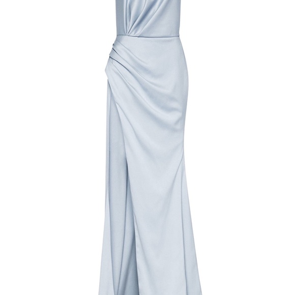 Light baby Blue high slit dress halter neck backless - Picture 5 of 12